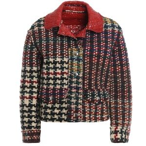 Isabel Marant Reversible Danke Multicolor Tweed Red Wool Jacket 36 RARE